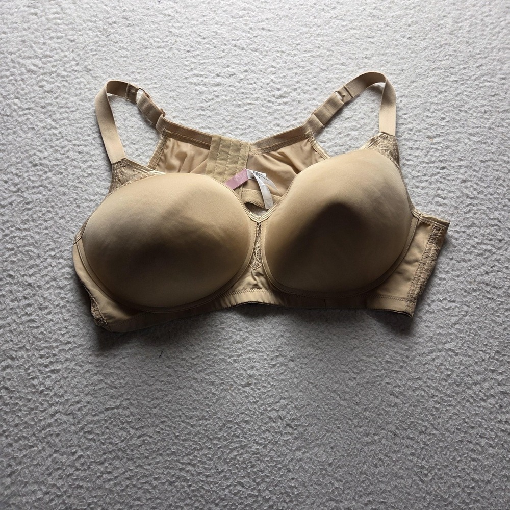 Comfort Choice Bra Womens 50C Beige T-Shirt Full Coverage Front Closure Stretch